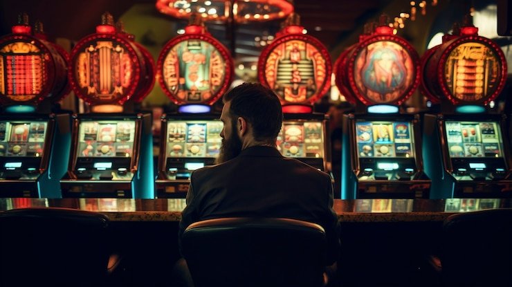 Interface permainan dengan kontrol taruhan dan tombol putar di naga win
